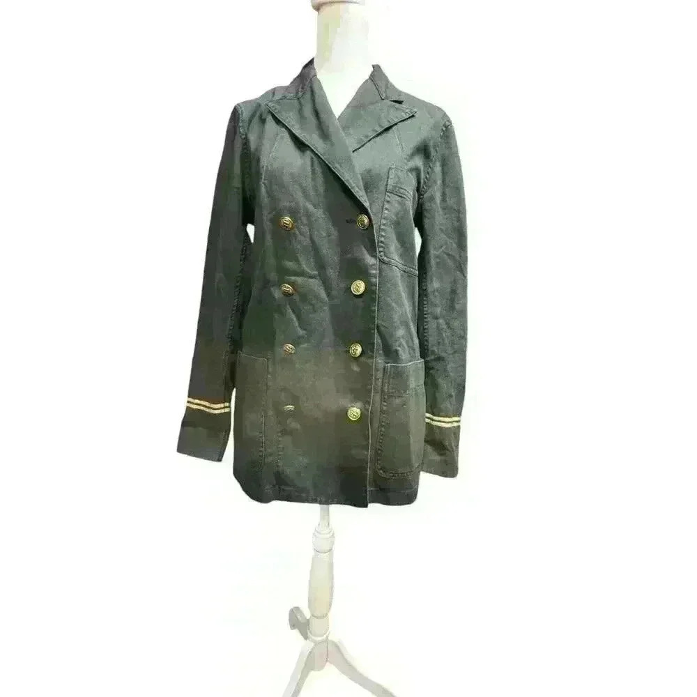 POLO by Ralph Lauren Black Cotton/Linen Military Jacket Coat Blazer Size 8 - Picture 4 of 16